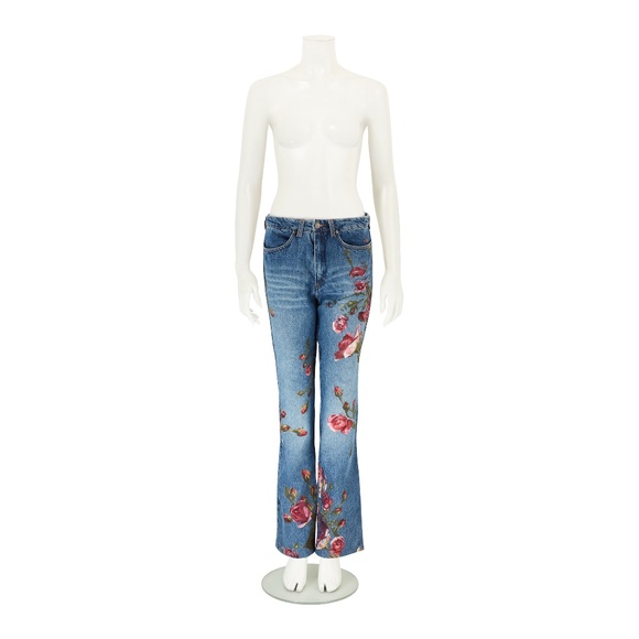 Roberto Cavalli F/W 1999 Pink Floral Blue Jeans - Picture 1 of 4